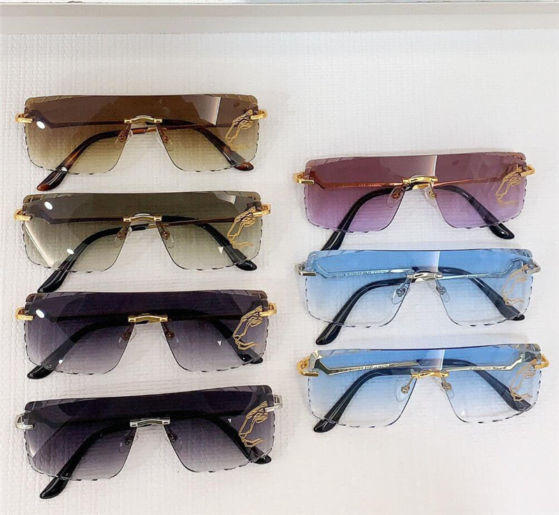 New fashion design square sunglasses 0420O rimless frame metal temples animal print lenses simple and popular style outdoor UV400 protection eyewear