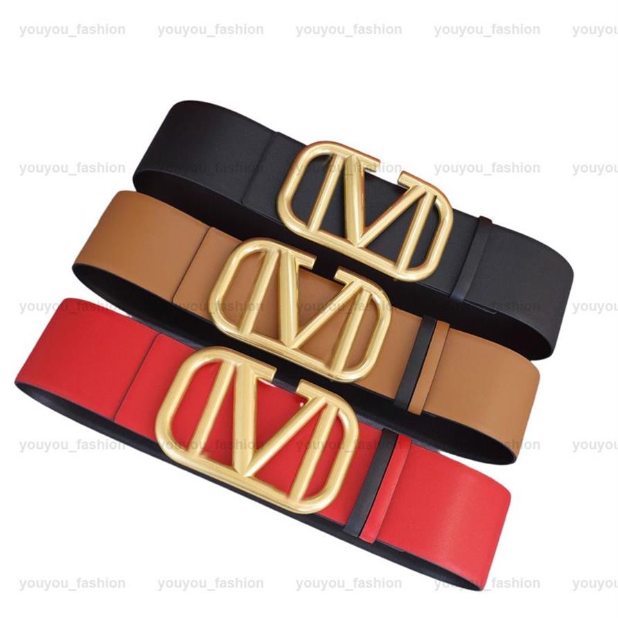 Fashion Belts For Women Width 70mm Belt Genuine Leather Waistband Gold Big Buckle Cowskin Ceintura Dress Suit Girdle Men Red Cintu303W
