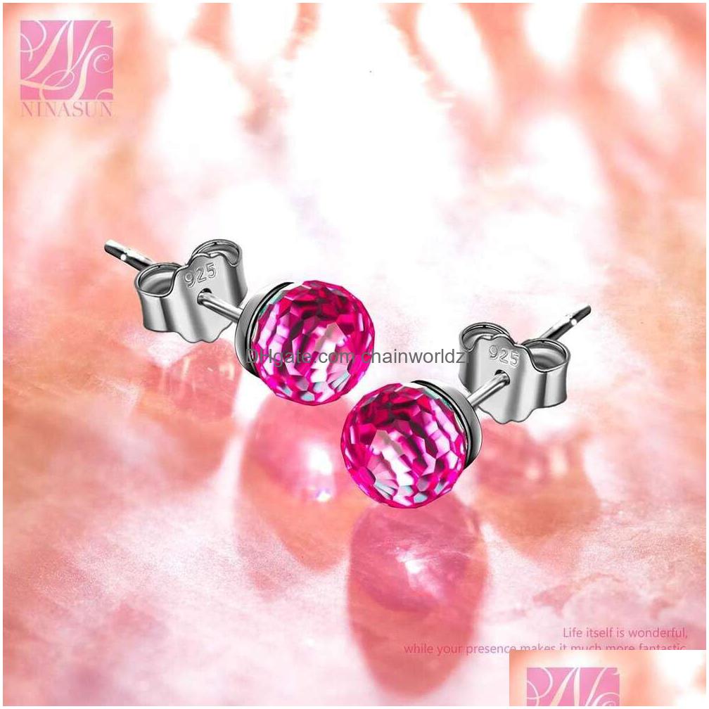 Colares Pingente Ninasun Fantástico Mundo Brincos de Cristal para Mulheres Meninas 925 Sterling Sier Stud Hipoalergênico Orelhas Sensíveis Drop DHPVW