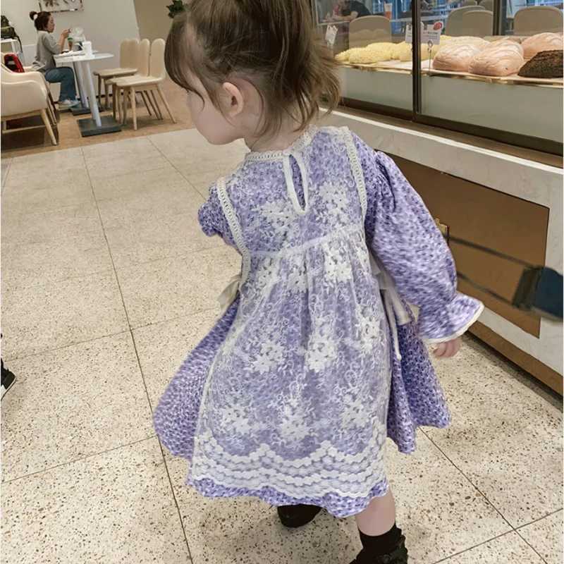 Girl's Dresses Girls Spring Autumn Lace Dress Country Style Floral Dress Lace Apron Fashion Kids Outfit Children'S Clothes