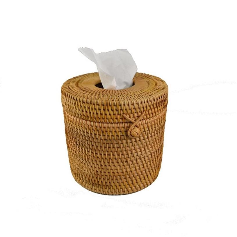 Scatola rotonda fazzoletti in rattan Portarotolo vite Dispenser coperchio di carta igienica barthroom Home el e ufficio301b