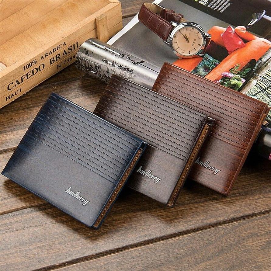 New Men's Wallets Quality Pu Leather 3 Deep Colors 3 Folds Vintage Design ID Credit Card Holder Purse Wallet Carteira Masculi299k