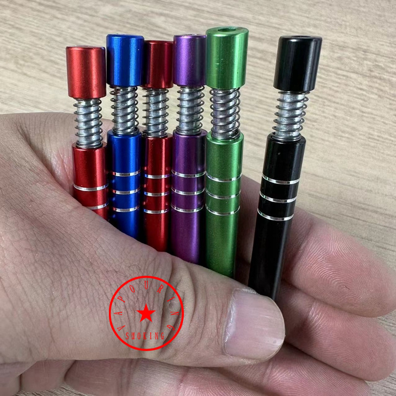 Nuovi tubi di piroga colorati in lega di alluminio Tubi di filtro tabacco alle erbe secche Portasigarette a molla Catcher portatile fumatori Pipistrello assaggiatore One Hitter Hand Tube DHL