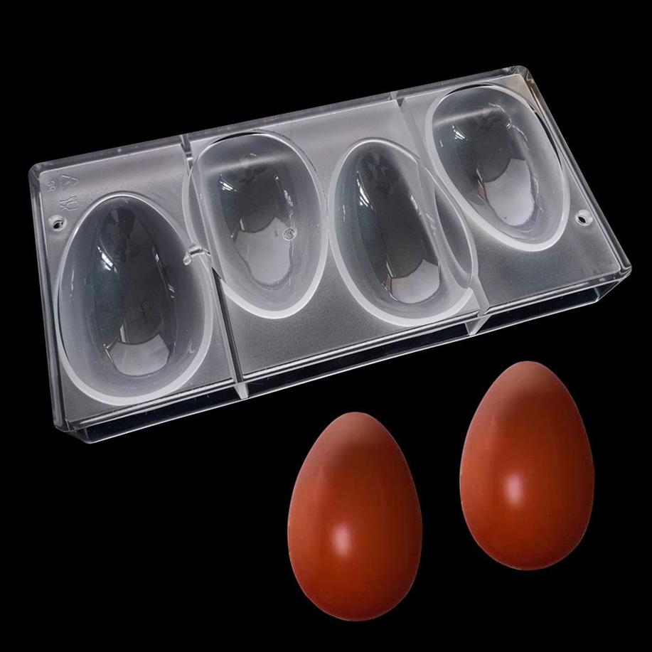 3D huevos de Pascua forma PC molde policarbonato grado alimenticio molde de chocolate caramelo para hornear pastelería gelatina herramienta Y200618242p