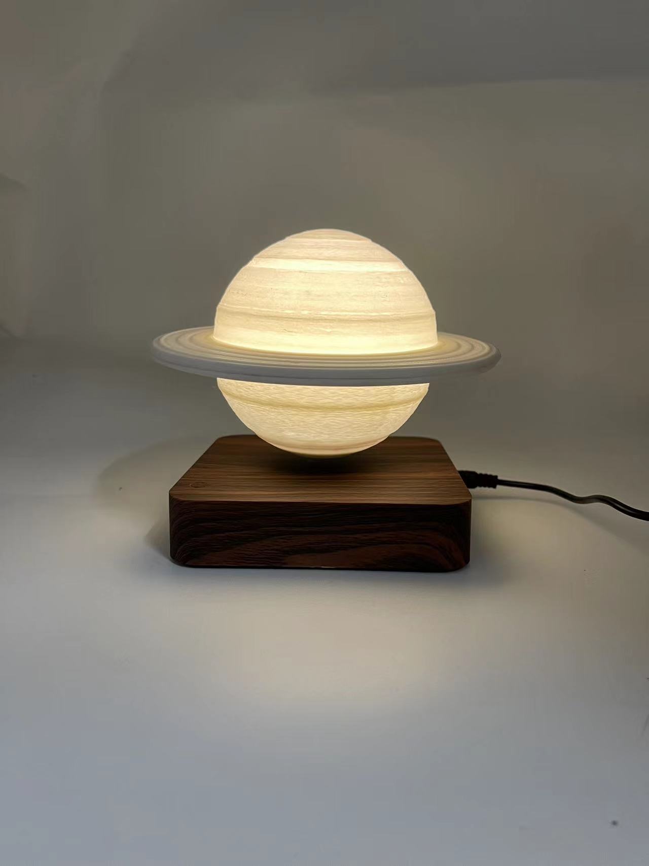 Night Light Creative 3D Magnetic levitation 6inch Saturn Planet Moon Lamp Rotating Christmas LED Floating Moon Light Home Decoration Holiday Gift