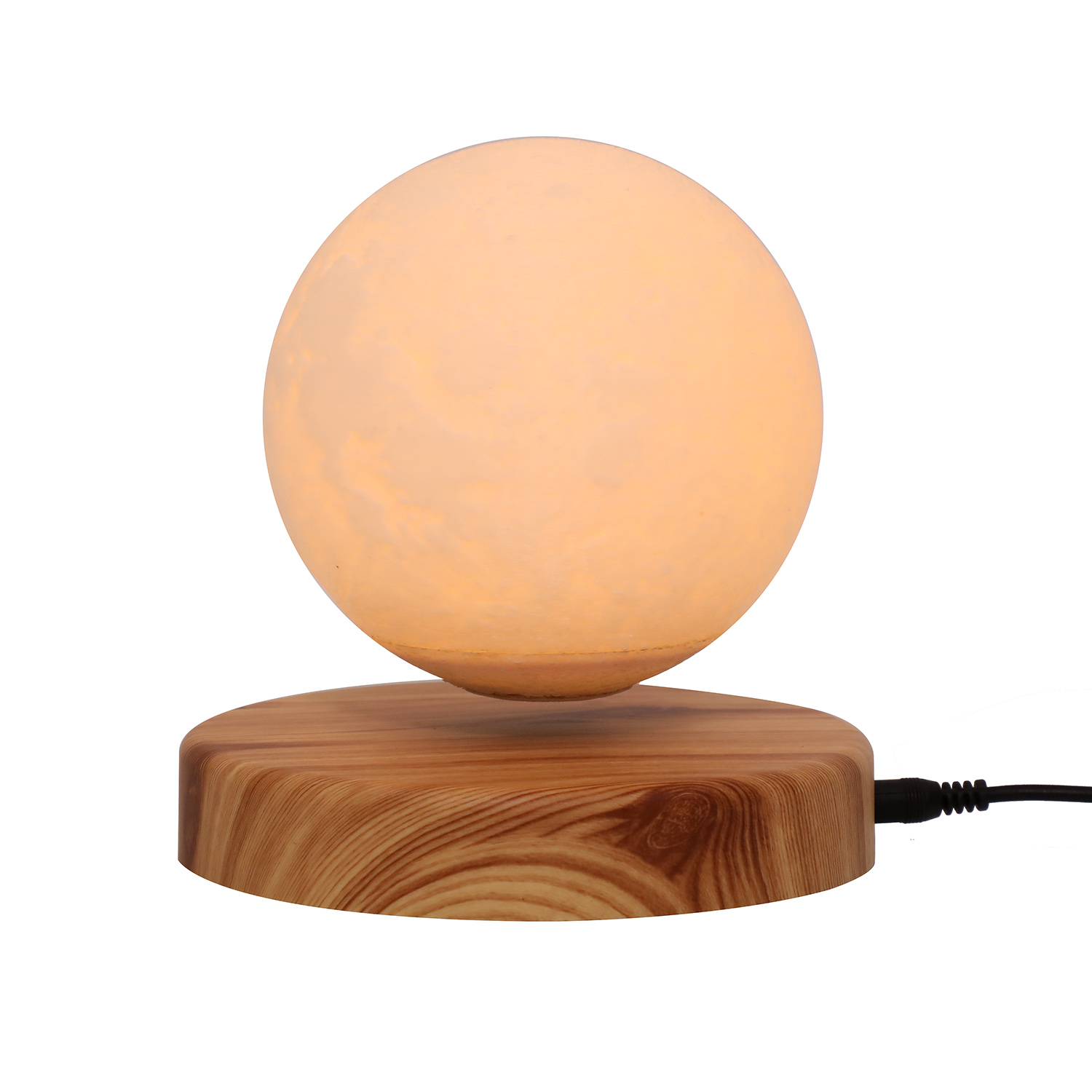 magnetische levitatie zwevende LED-nachtlampje maanlamp warm koel licht tafellamp met schakelaarbediening houten voet