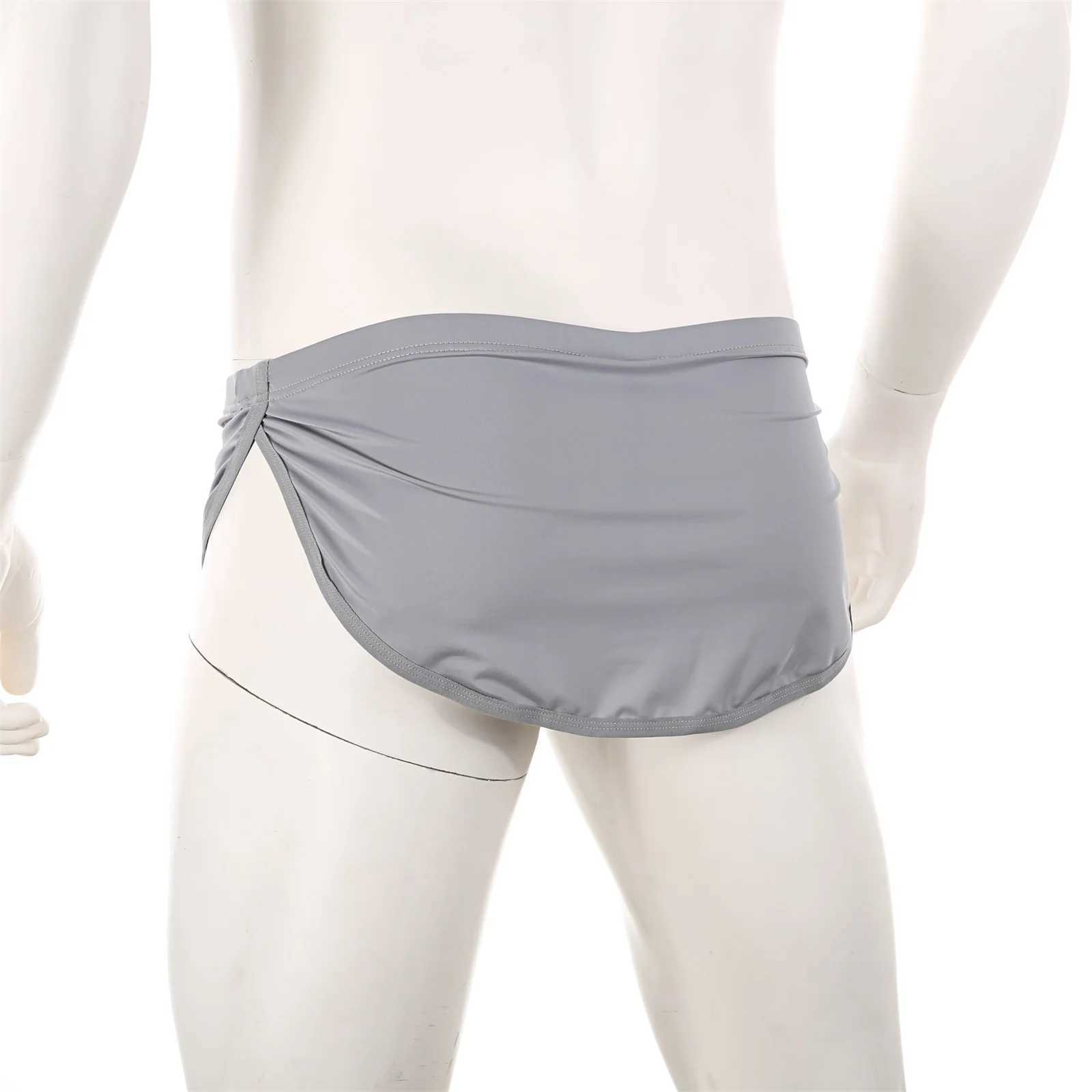 CLEVER-MENMODE Accueil Bas de Sommeil Sous-Vêtements Sexy Pour Homme Boxers Short Mince Côté Fendu Lâche Poche Intérieure G String Lounge LingerieL231218