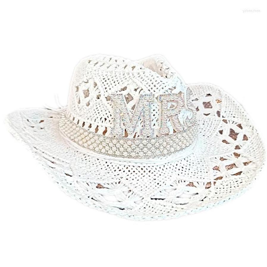 Boinas ahuecadas hacia fuera la letra de la novia sombrero de vaquera novedad vaquero verano playa occidental vestido de lujo accesorio drop2174