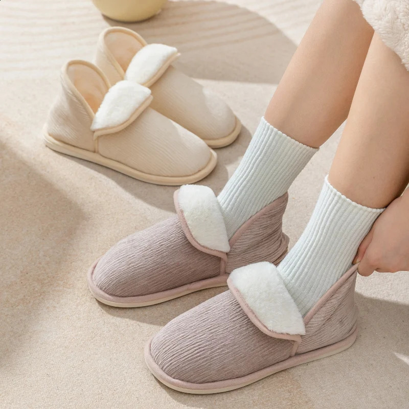 Slippers Rabbit Like Hair Simple Girls' Short Cotton Slippers Plush Soft Sole all Inclusive Heel Indoor Warm Antiskid Shoes 231219