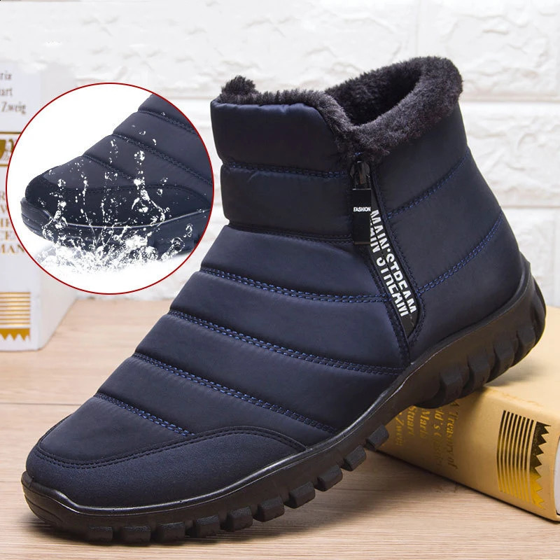 Laarzen Waterdichte snowboots voor heren met dik pluche bont Laarsjes ZIP Enkelschoenen Antislip Warme bontlaarzen voor winter Herenlaarzen 231219