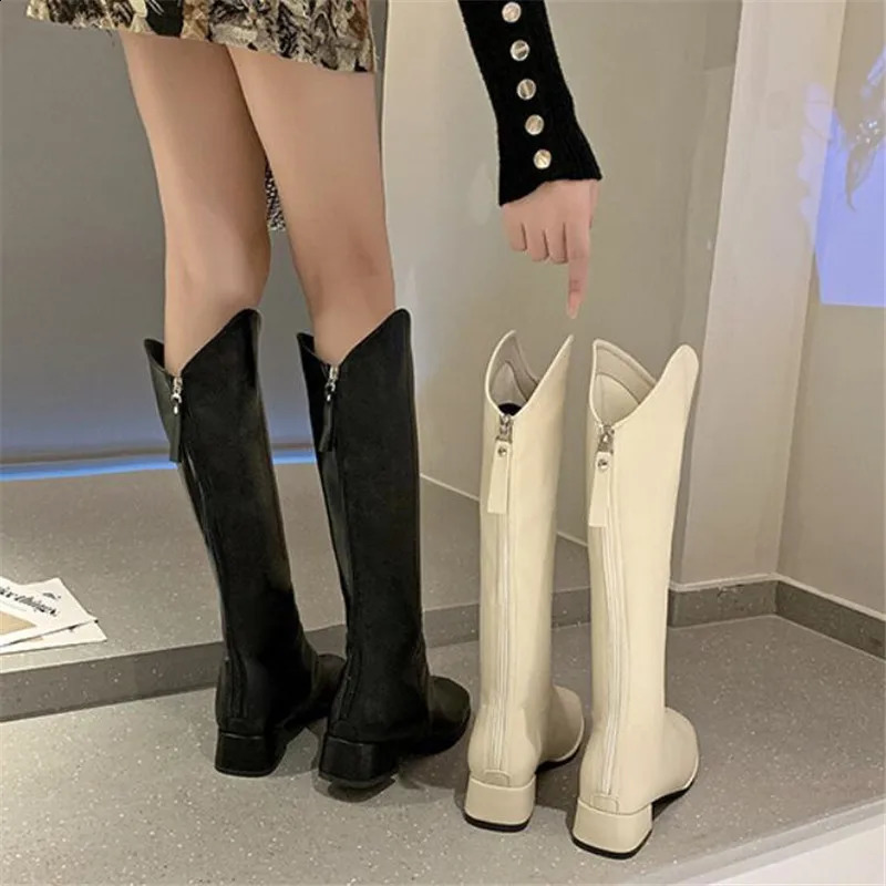 Boots high quality autumn and winter women's boots fashion boots rear zipper long boots high boots knight boots 34-43 231219