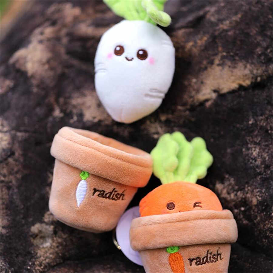 10cm Stuffed Cartoon Potted Radish Plush Toys Carrot Key Chain Christmas Gift