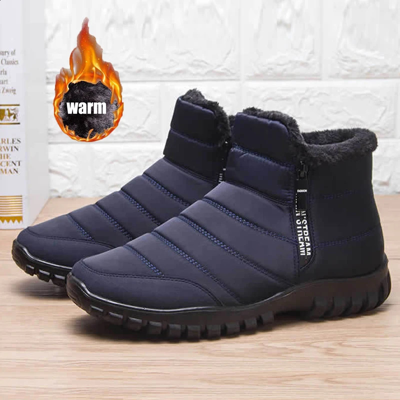 Laarzen Waterdichte snowboots voor heren met dik pluche bont Laarsjes ZIP Enkelschoenen Antislip Warme bontlaarzen voor winter Herenlaarzen 231219