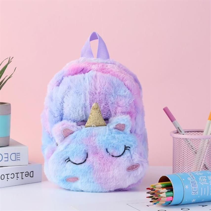 Soft Plux School Mochila Unicorn sac à dos mignon Jouets pour enfants 3d Cartoon Animal Schoolbag Student Kids Backpacks 280W