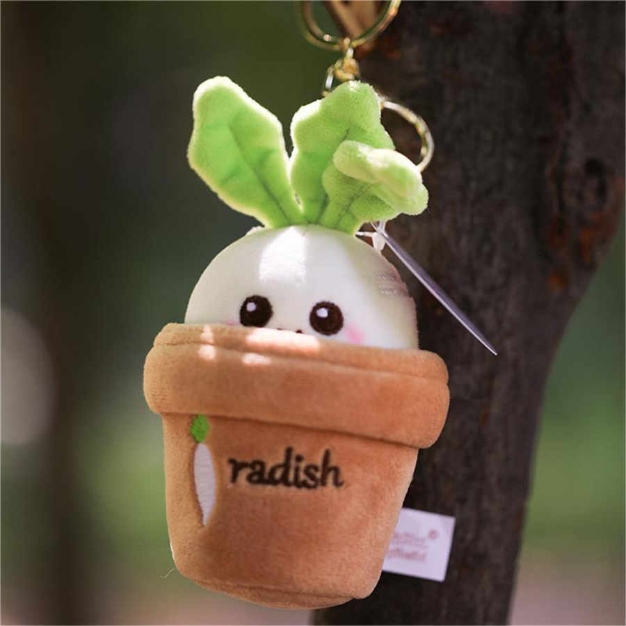 10cm Stuffed Cartoon Potted Radish Plush Toys Carrot Key Chain Christmas Gift