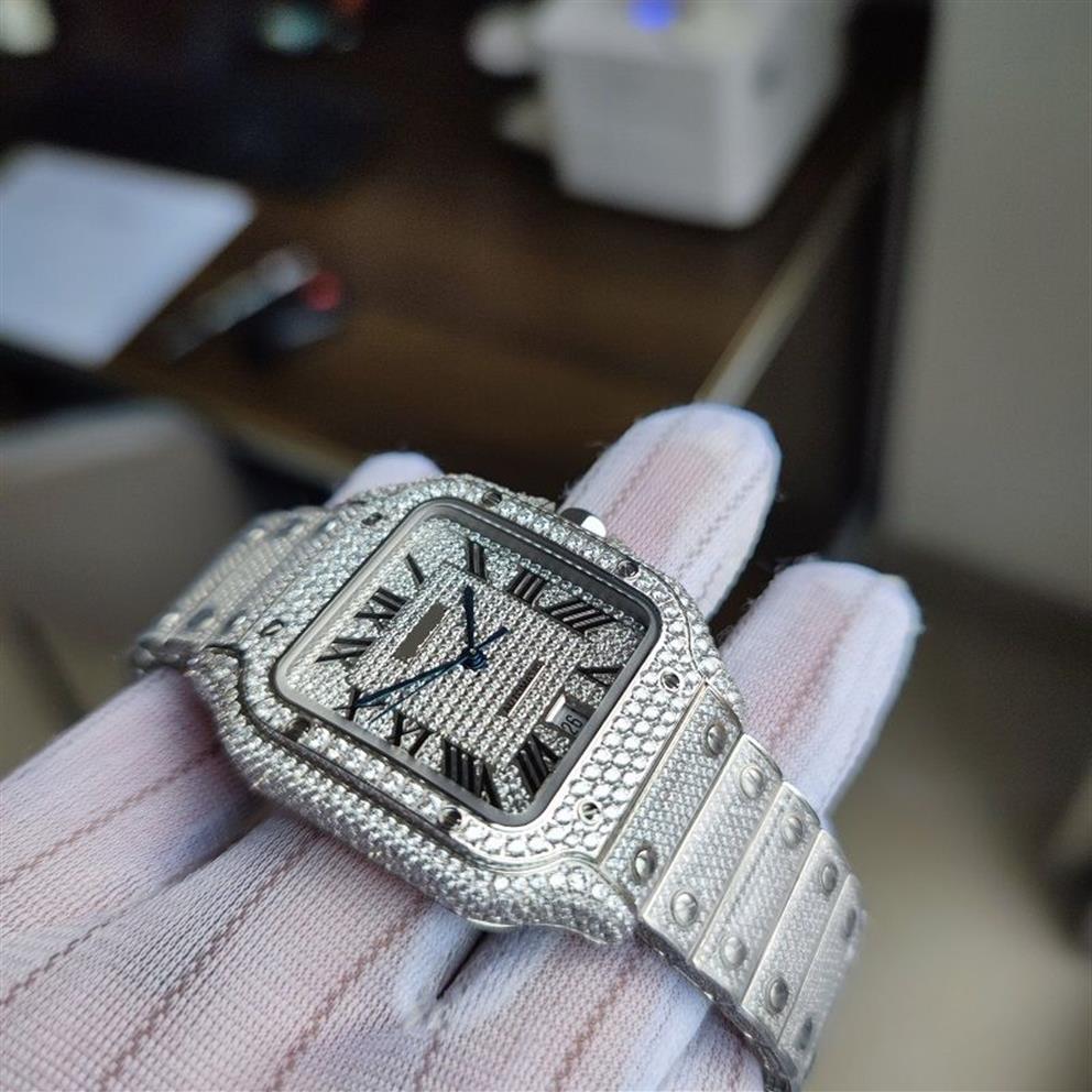 40mm Top qualité Date hommes montre bracelet Romain Arabe heure maker Diamants Cadran Automatique Montre-bracelet En Acier inoxydable Diamant I344j