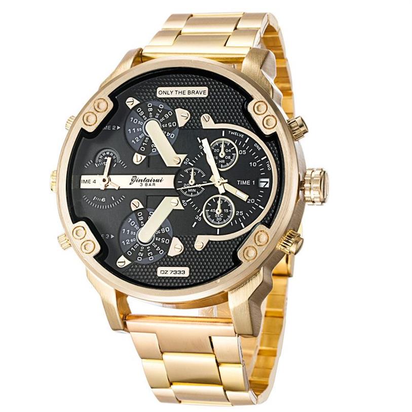 Heren Grote Grote Wijzerplaat Nieuwe Mode Individuele Klok Stalen Riem 7333 Quartz Horloge Sport Uur T200113312B