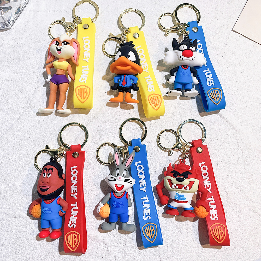 Doll keychain accessories Basketball creative new Bugs Bunny doll key chains rings cartoon trend bag hanging small gifts