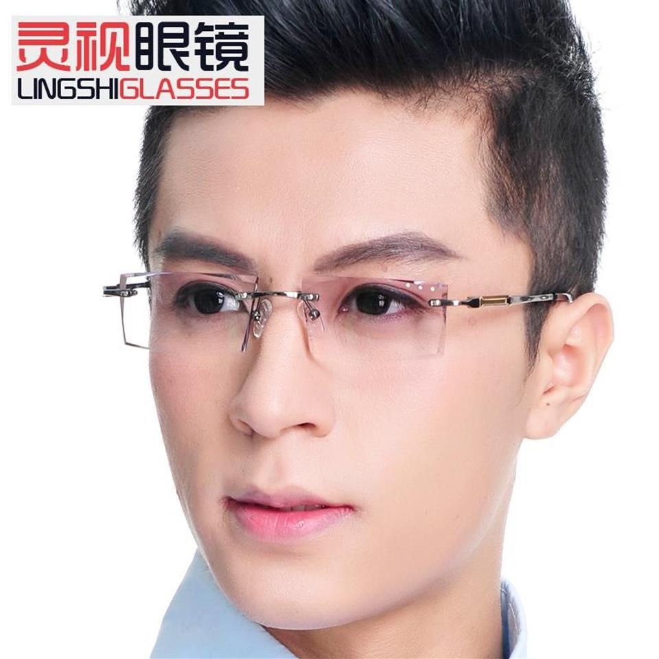 Fashion Sunglasses Frames Mens Eyewear Prescription Myopia Glasses Diamond Cutting Rimless Eyeglasses Professional Custom Hipster 258g