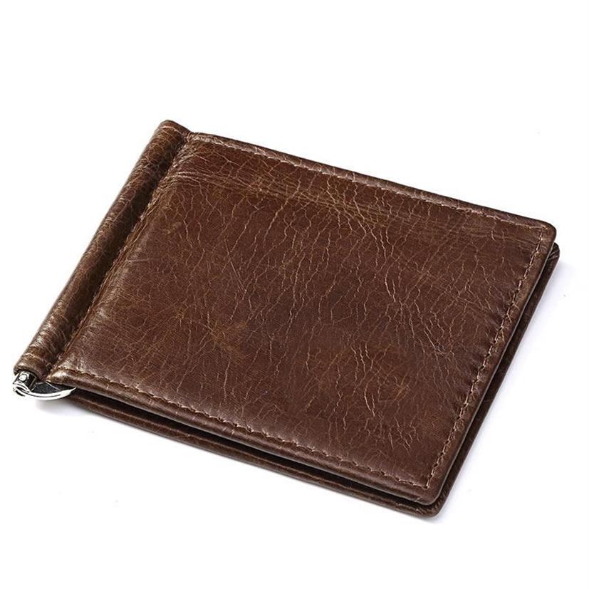 Portafogli vera pelle in pelle maschile vintage clip maschio borsetta bifold semplice portafoglio portafoglio portafoglio maschi bloccante slim cassa bard holderwalle286e