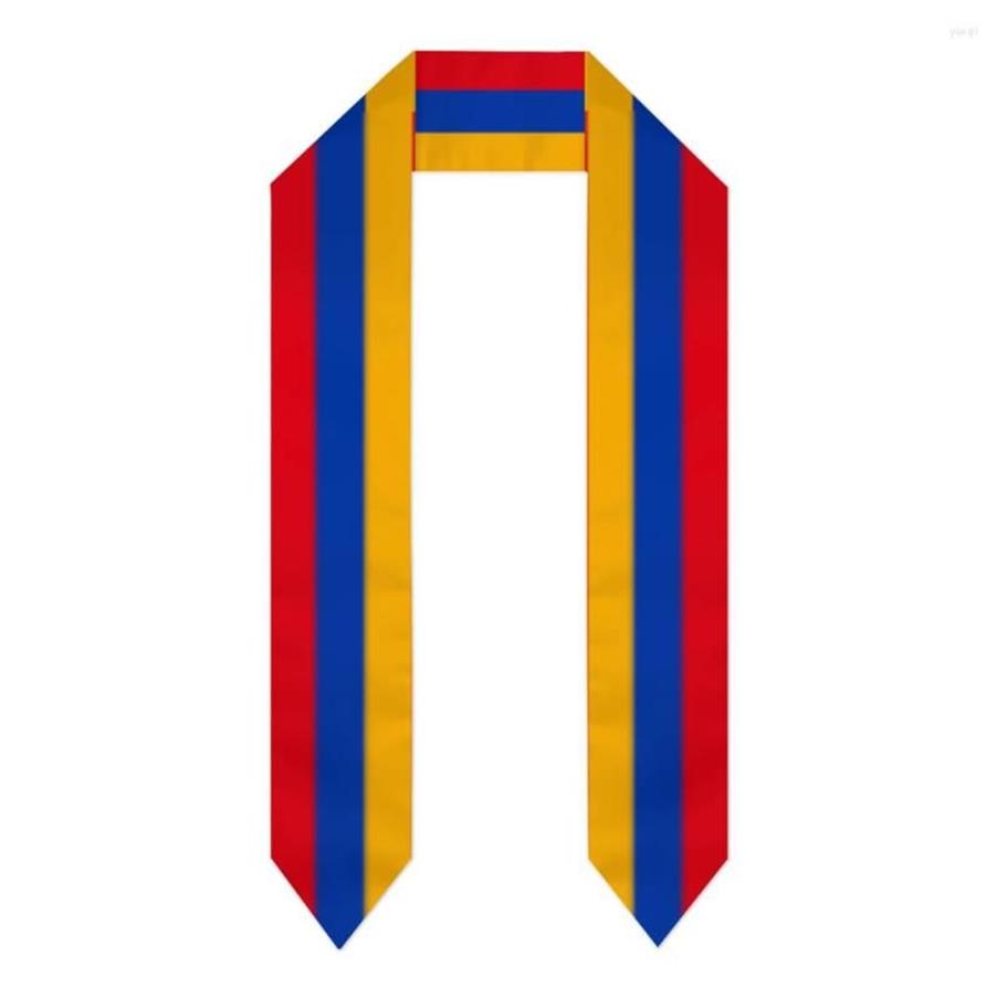 Sciarpe Sciarpa con bandiera dell'Armenia Stampa superiore Fusciacca di laurea Stola Studio internazionale all'estero Accessorio feste unisex adulti268b