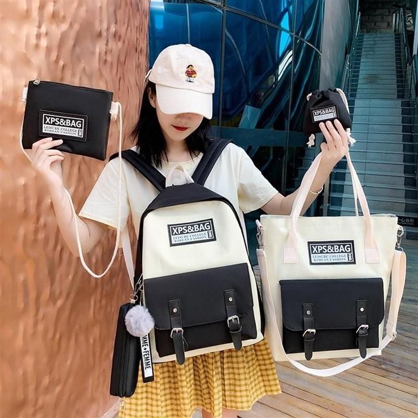 Mochilas casuais Moda Women Set School School Bags de ombro coreano Cutean para meninas adolescentes Book335L