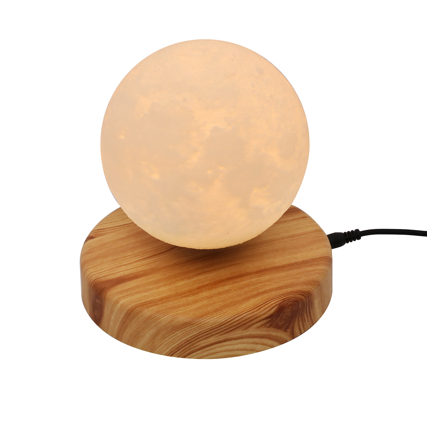 magnetische levitatie zwevende LED-nachtlampje maanlamp warm koel licht tafellamp met schakelaarbediening houten voet