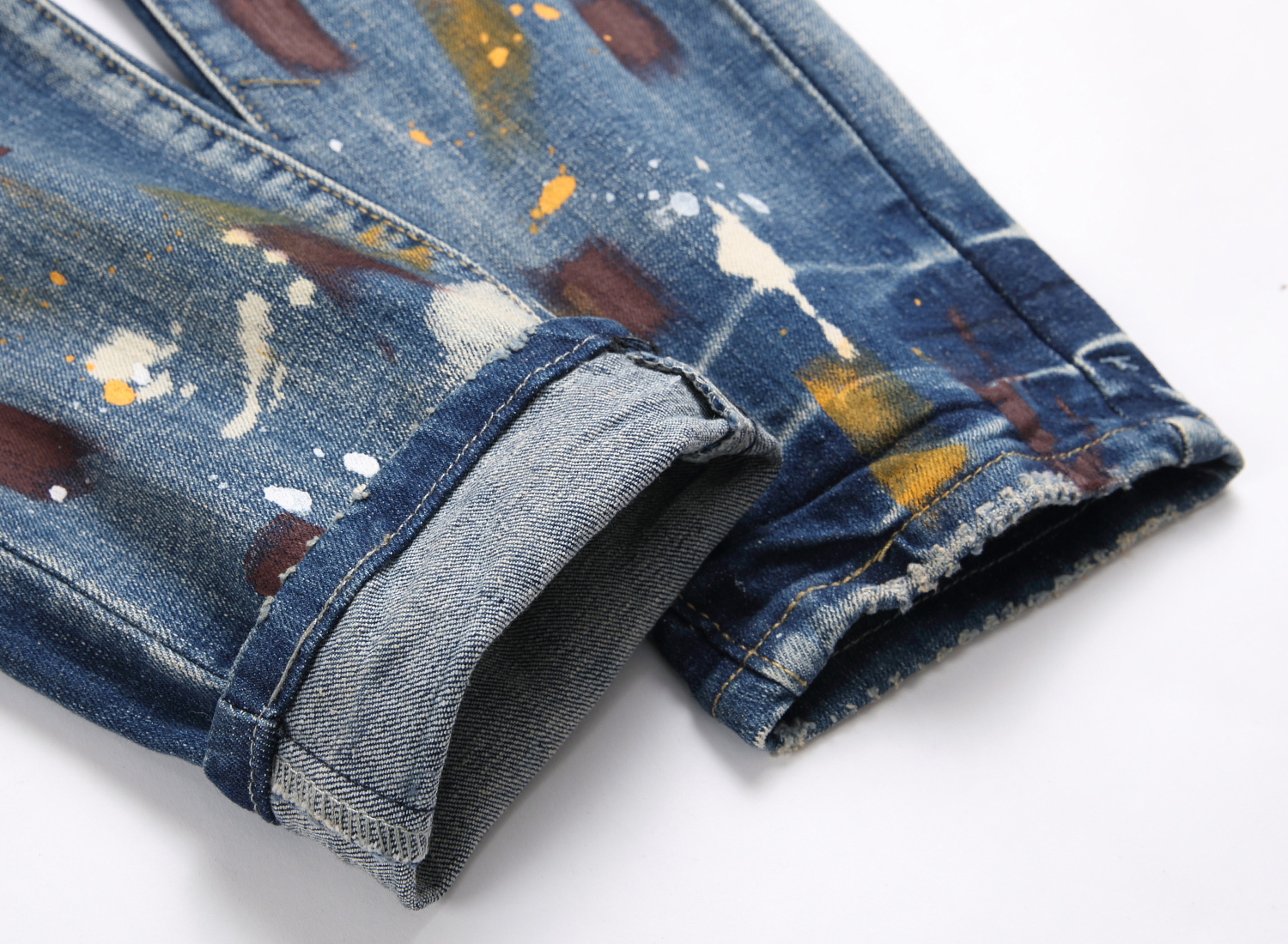 Paarse jeans Designer herenjeans Heren retro patchwork uitlopende broek Wild gestapelde gescheurde lange broek Recht Y2K Baggy gewassen vervaagd voor mannen 3583