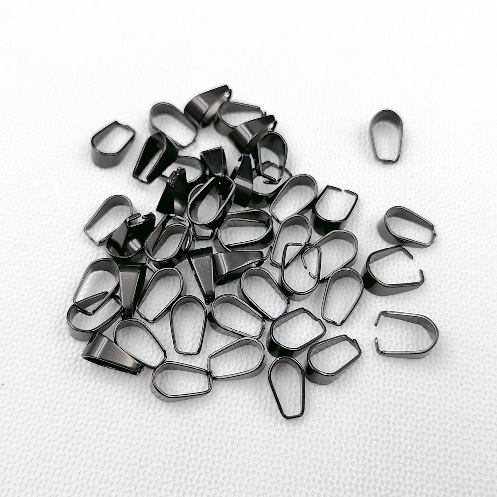 20 stuks veel in bulk zwart verguld roestvrij staal hanger haak knijpen borgtocht clip gesp accessoires DIY sieraden bevindingen markering 5 * 10 mm