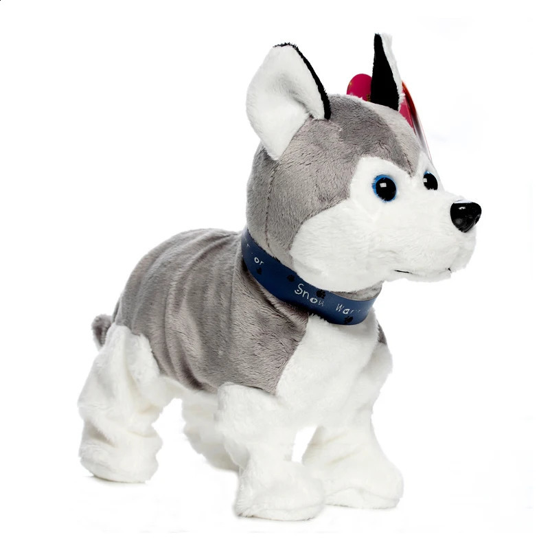 Bébé Musique Jouets sonores Animaux électroniques Contrôle Robot Chiens Bark Stand Marche Mignon Chien interactif Husky Pékinois pour enfants 231218