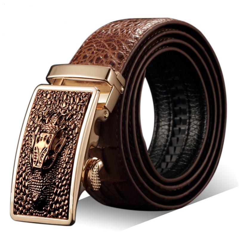 Ceinture en cuir pour hommes, motif crocodile, ceinture pour hommes, pantalon à boucle automatique, supply208d, 2021