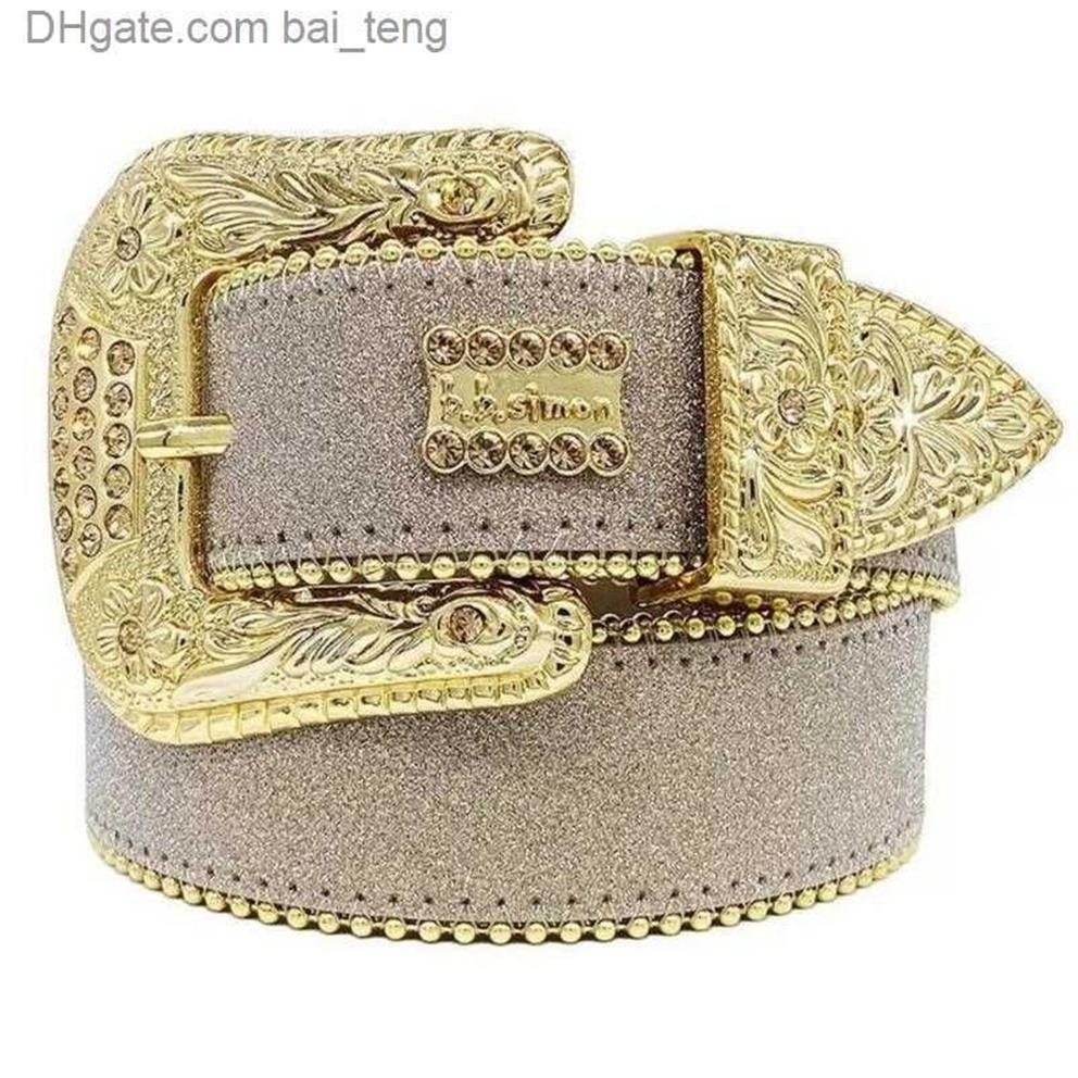 2022 Cinturones de moda para mujeres Diseñador para hombre Bb Simon Cinturón de diamantes de imitación con diamantes de imitación brillantes como regalo baiteng252j