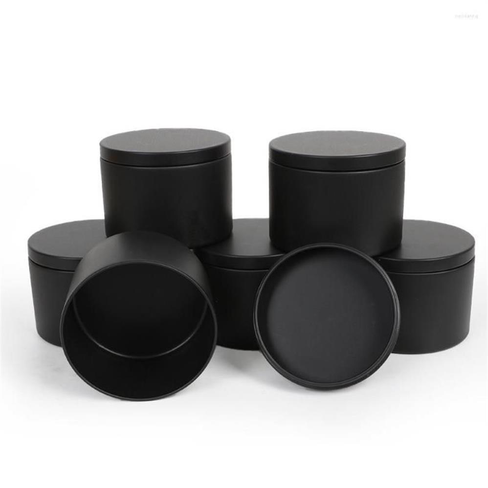 Garrafas de armazenamento 8oz lata de vela pacote com tampas em massa diy recipientes pretos jar para fazer velas artes artesanato presentes280e
