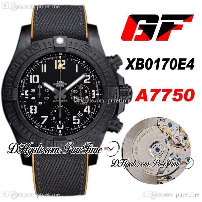 GF XB0170E4 ETA A7750 Cronógrafo automático Volcano Reloj para hombre de polímero especial PVD Esfera negra Cuero de nailon PTBL Super Edition Pur270Y