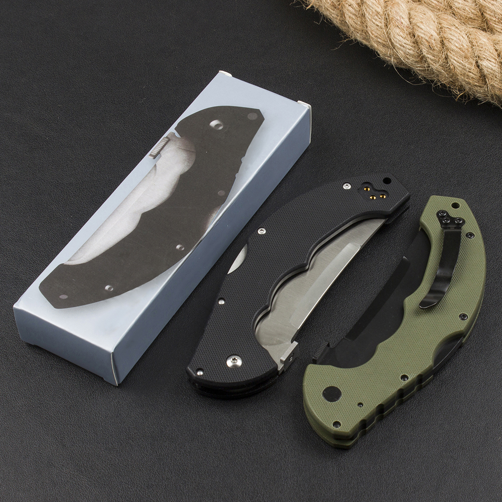 New CS-21TTL Tactical Folding Knife D2 Satin/Black Coating Blade CNC Finish G10 Handle Outdoor Camping Hiking Survival Folder Knives with Retail Box