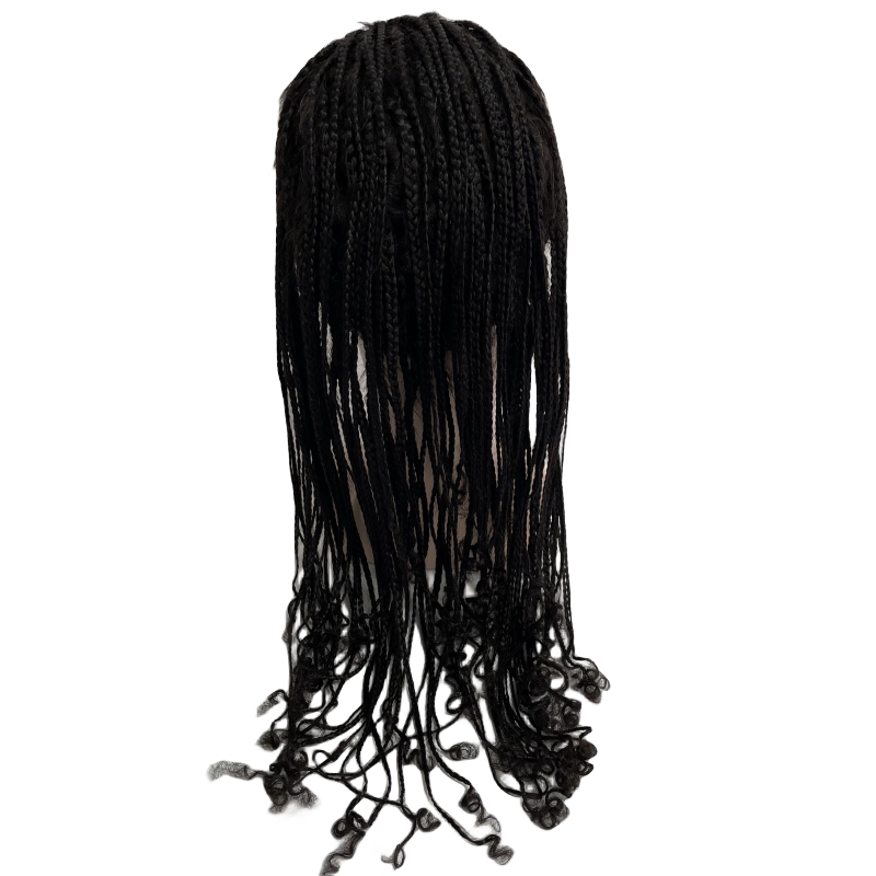 14 tum brasiliansk jungfrulig mänsklig hår Naturlig färg 180% densitetslåda flätor full spets peruker för svart kvinna