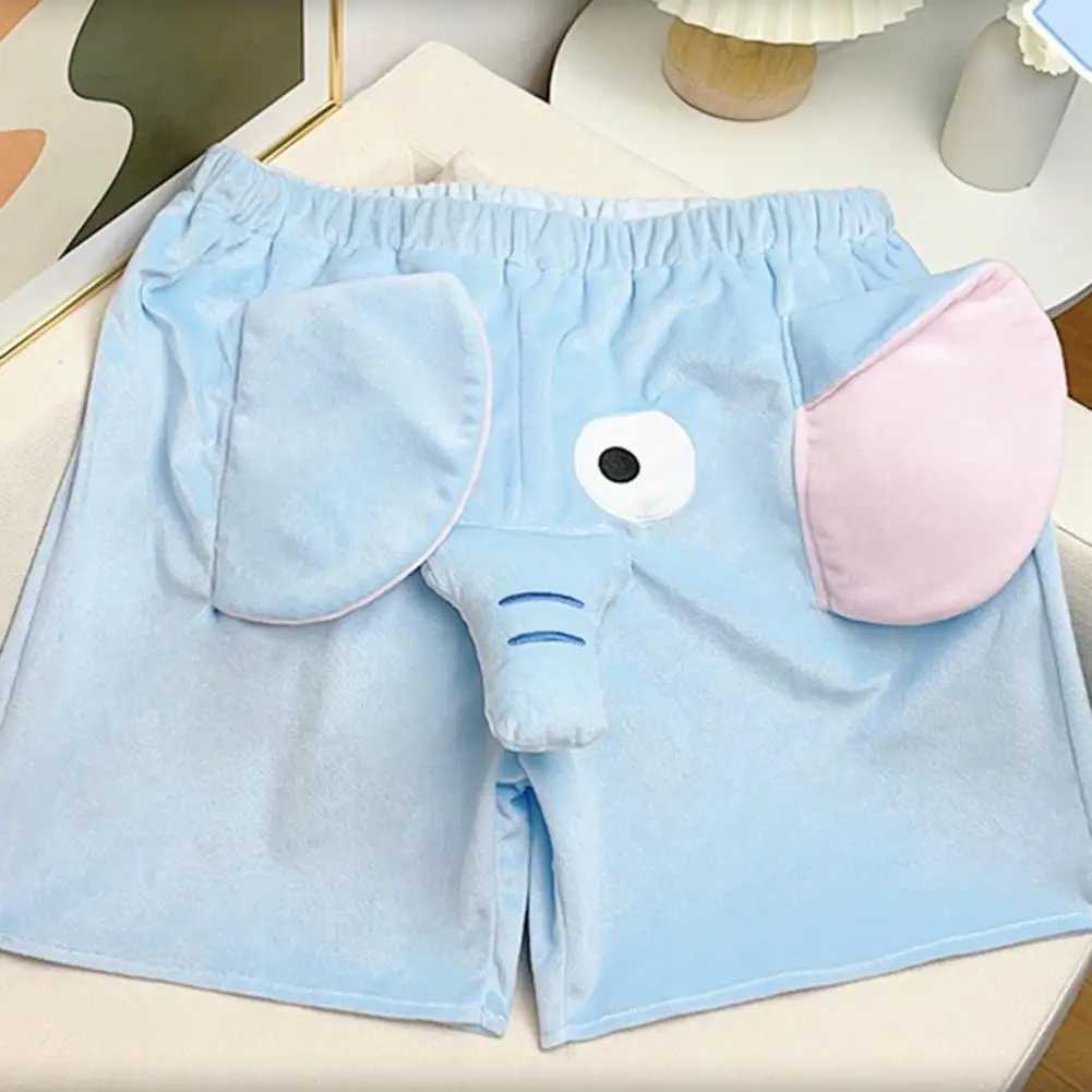 UNDUPTS LOUNGE Pijama Şort 3D Kulaklar Gaga Karikatür Güzel Fil Gevşek Peluş Peluş Plushwear Erkek Kadınlar SHOT/Uzun Pantolon Homewearl231218