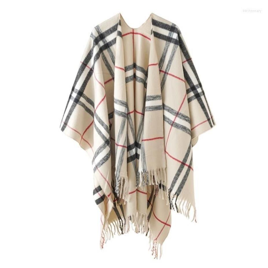 Lenços primavera inverno mulheres cashmere poncho xale quente lenço grosso feminino luxo étnico geométrico xadrez cardigan manto pashmina bl284k