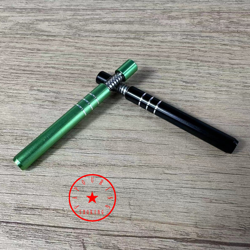 Nouveaux tuyaux de pirogue en alliage d'aluminium coloré filtre à tabac à herbes sèches pipes à main porte-cigarette à ressort portable attrape-fumeurs dégustateur chauve-souris un tube à main frappeur