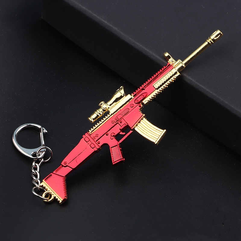 Acessórios de Keychain de designer Jedi Elite Paz Elite Chain para homens anime Eat Chicken Game Anime Modelo de liga de armas Correntes chave