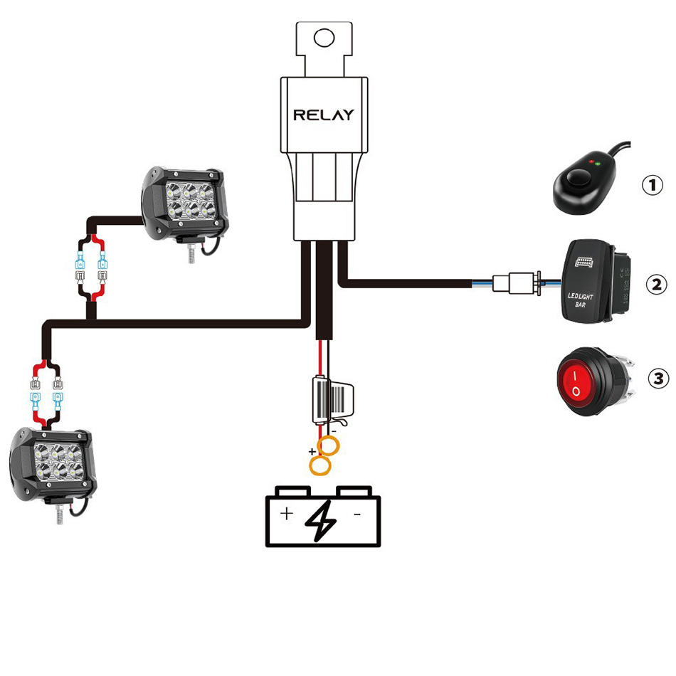 6 LED Işık Çubukları 18W Yoldan Çıkarma Işıkları ile Yol Sürüş Işıkları 16AWG Kablo Demeti Kiti-2 Kurşun Işıkları LED İş Işıkları