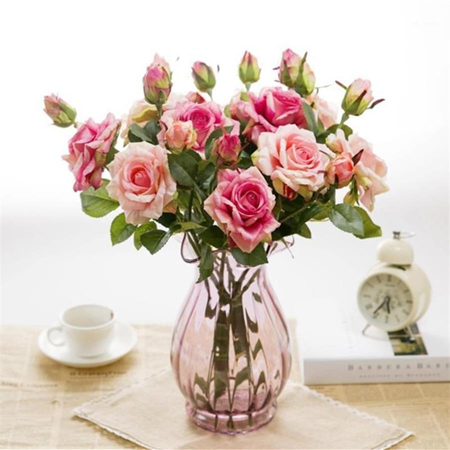 boccioli di fiori rosa in lattice artificiale matrimonio Real Touch bouquet di fiori decorazioni la casa festa181x