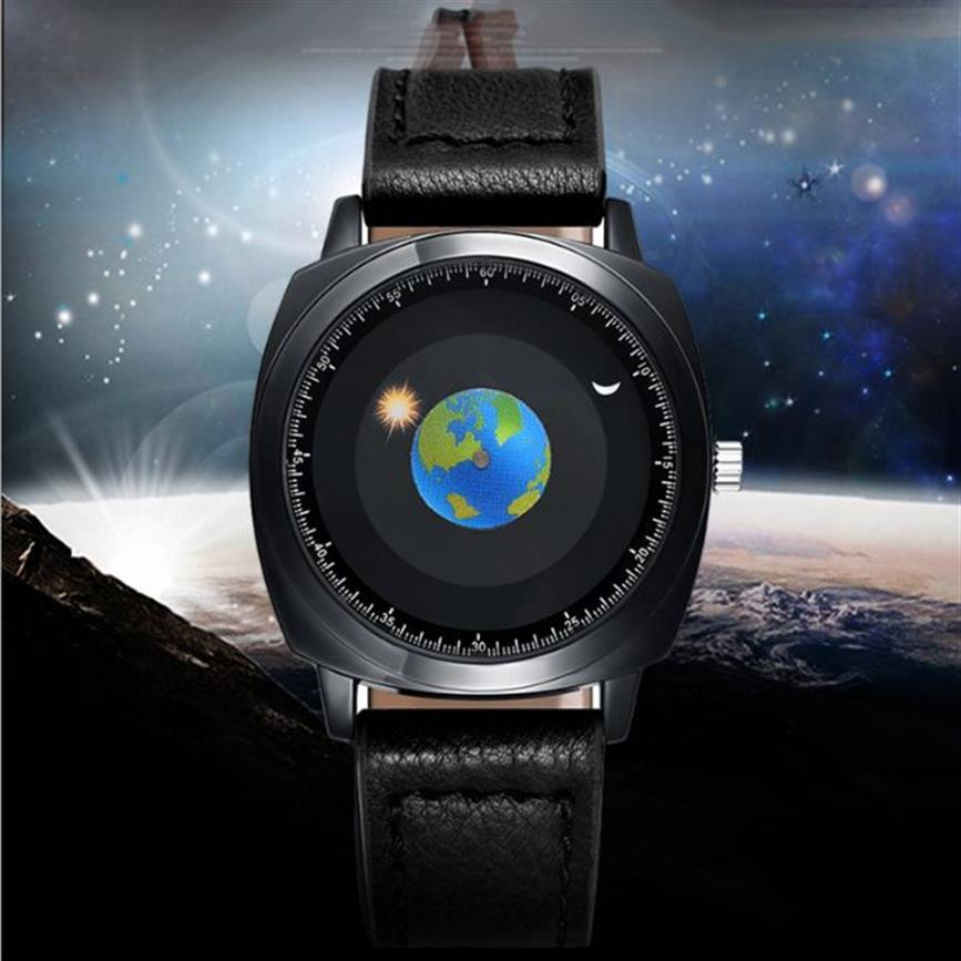 Addies Marque montre Mode Creative Design cwp Quartz Hommes Montres 42MM Unique Soleil Lune Cadran Fine Qualité Bracelet Montre Surprise Gif318y