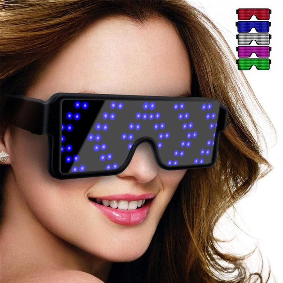BRELONG LED lunettes lumineuses fête 8 image dynamique commutable USB charge fête bar KTV habiller jouets 213H