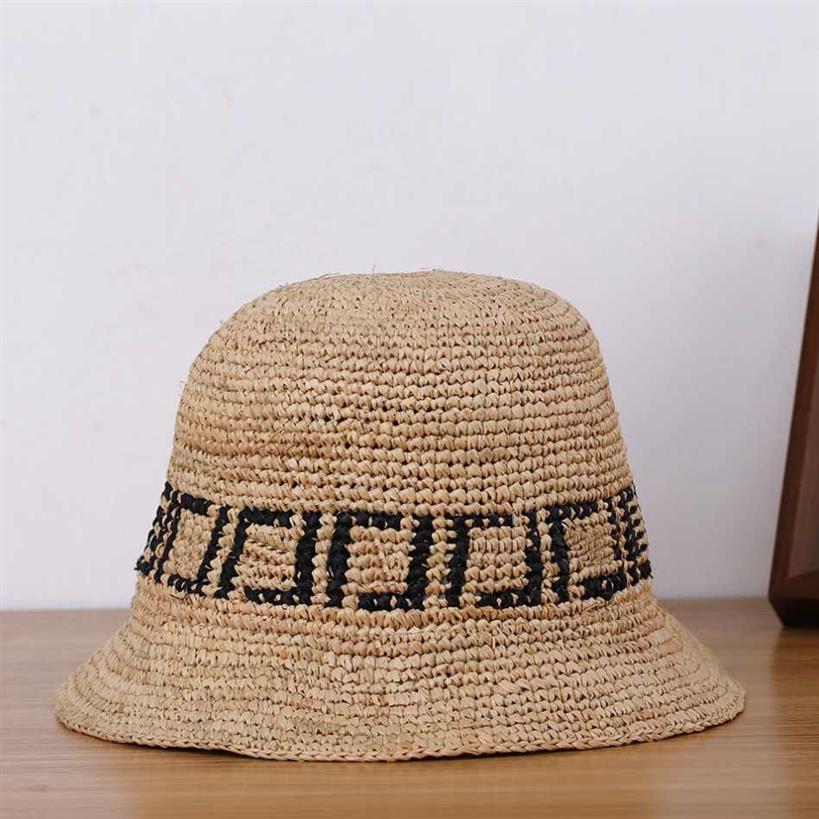 Frais casquettes de balle chapeaux INS été Lafite lettre F imprimer petit bord pêcheur chapeau été parasol chapeau crème solaire chapeau WOMAN220U