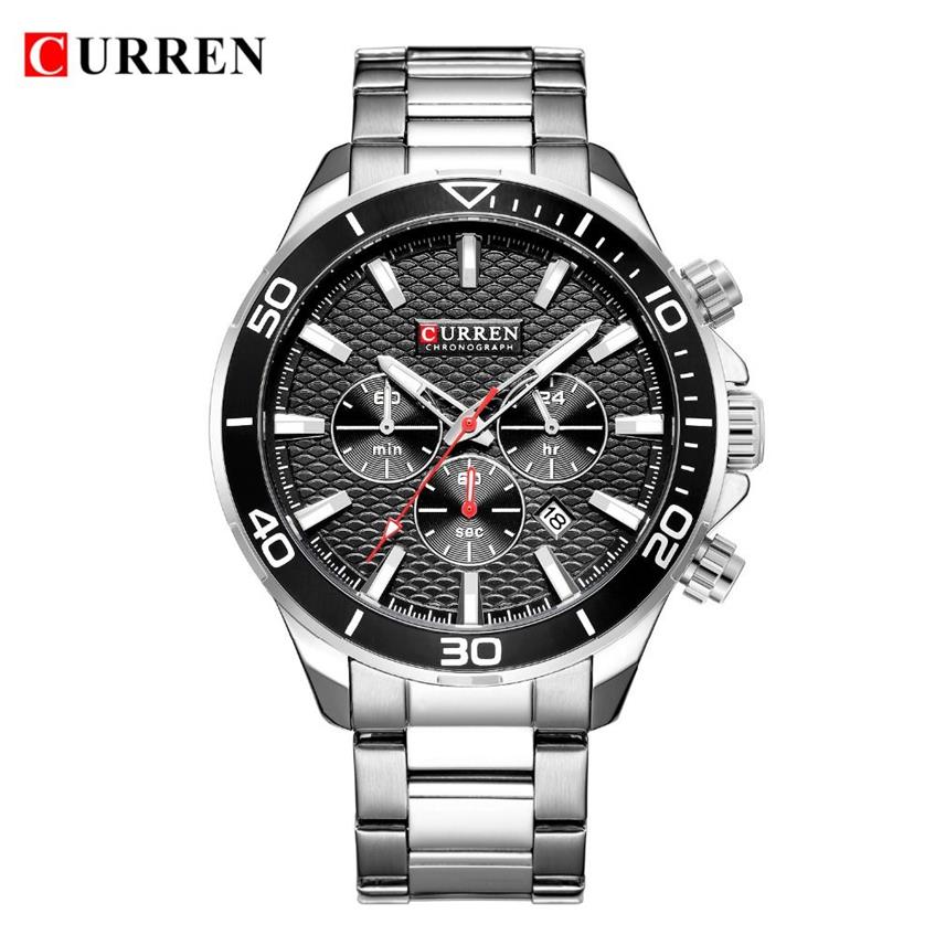 Montres pour hommes bracelet en acier inoxydable montre-bracelet à Quartz marque de mode CURREN chronographe et calendrier horloge masculine Reloj Hombre214u