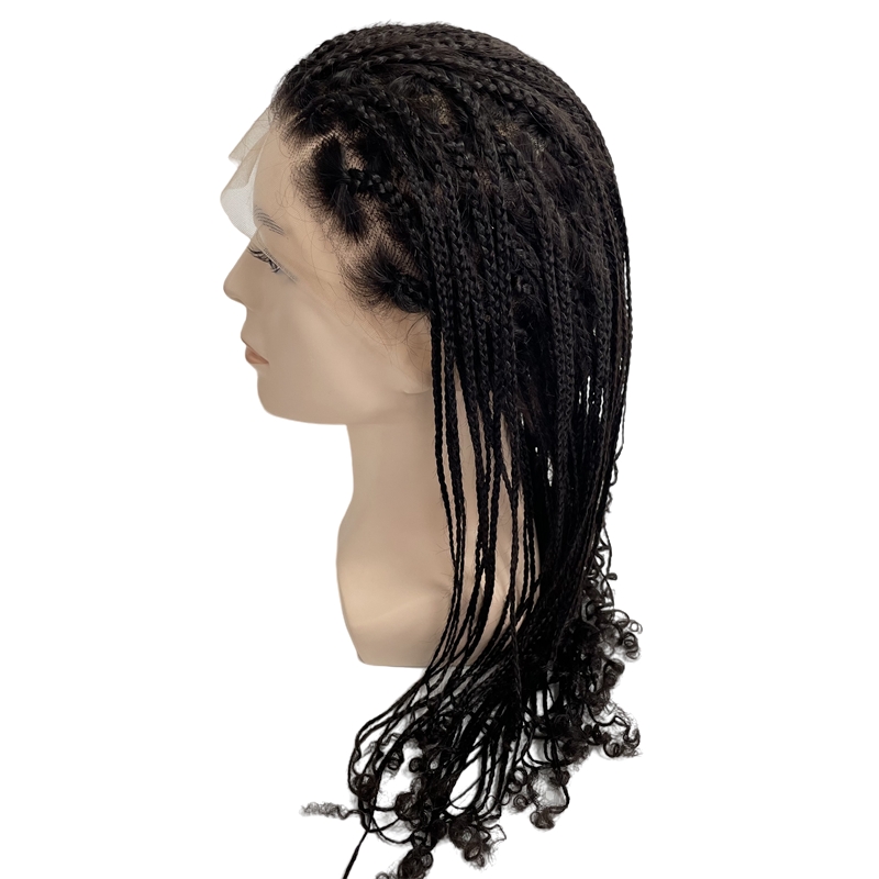 18 Inches Indian Virgin Human Hair Systems Natural Color 180% Density Box Braids Full Lace Wigs Male Unit for Black Men