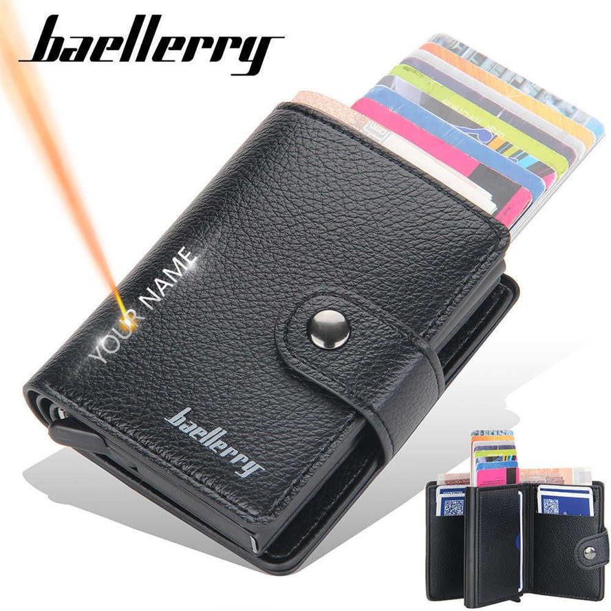 محفظة Baellerry Rfid Men Wallets New Short Print Card Holder Popup Slim Pars