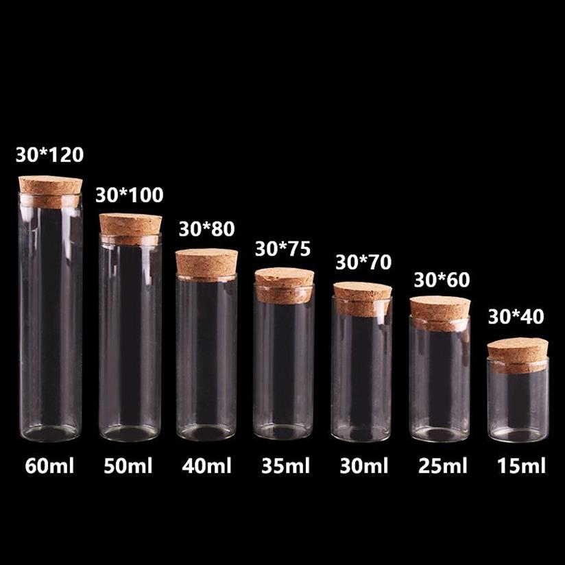 15 ml 25 ml 30 ml 35 ml 40 ml 50 ml 60 ml Provetta piccola con tappo in sughero Bottiglie Barattoli Fiale Fai da te 24 pezzi T200506197q