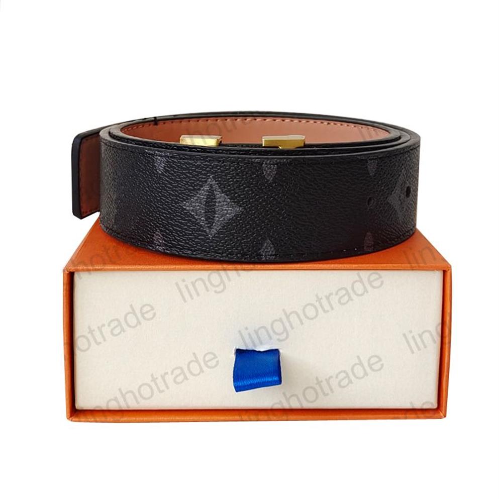 Cinturón de diseño Hombres Mujeres cinturones de moda Gold plateado hebilla negra de cuero real ceinture 3 8 cm de ancho con caja PAC253S